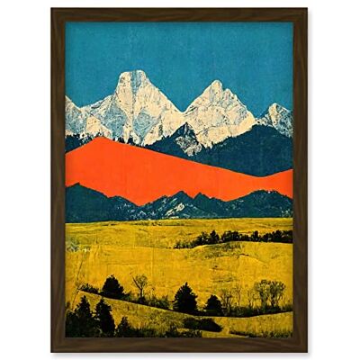 Artery8 - Winter Mountains Papercut - Blue/Orange/Mustard - A4 - Brown - Wall Art Artery8 - Winter Mountains Papercut - Blue/Orange/Mustard - A4 - Brown - Wall Art