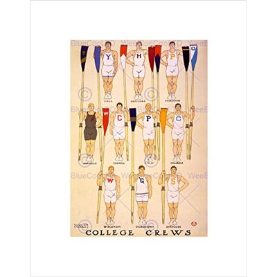 Wee Blue Coo Drawing Sport Rowing College Crew American University Wall Art Print Wee Blue Coo Drawing Sport Rowing College Crew American University Wall Art Print