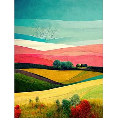 Doppelganger33 LTD Four Seasons Colourful Modern Country Landscape Painting Large Wall Art Poster Print Thick Paper 18X24 inch Doppelganger33 LTD Four Seasons Colourful Modern Country Landscape Painting Large Wall Art Poster Print Thick Paper 18X24 inch