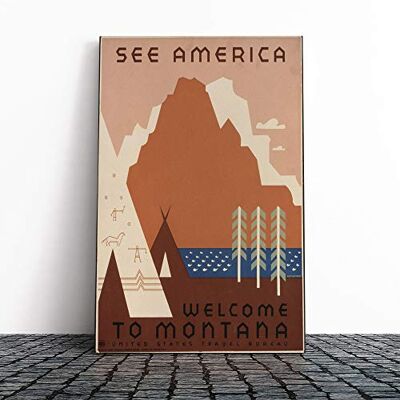 Big Box Art Travel Poster See America Montana Canvas Print Gallery Wrapped 30mm Frame Wall Art 30x20 inches Ready to Hang Retro Picture Living Room Bedroom Lounge Office Big Box Art Travel Poster See America Montana Canvas Print Gallery Wrapped 30mm Frame Wall Art 30x20 inches Ready to Hang Retro Picture Living Room Bedroom Lounge Office