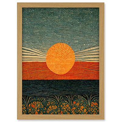 Doppelganger33 LTD William Morris Style Sunrise Over Sea Abstract Artwork Framed A3 Wall Art Print Doppelganger33 LTD William Morris Style Sunrise Over Sea Abstract Artwork Framed A3 Wall Art Print