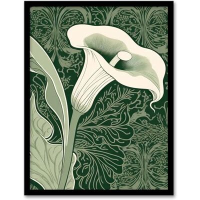 Artery8 Single White Cala Lily Flower Art Nouveau Painting Green Organic Decorative Patterns Nature Colourful Bright Floral Modern Artwork Artwork Framed Wall Art Print 18X24 Inch Artery8 Single White Cala Lily Flower Art Nouveau Painting Green Organic Decorative Patterns Nature Colourful Bright Floral Modern Artwork Artwork Framed Wall Art Print 18X24 Inch