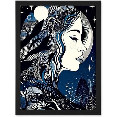 Artery8 New Moon Goddess Winter Moonlit Witchy Forest Starry Night Mother Nature Boho Patterns Artwork Framed A3 Wall Art Print Artery8 New Moon Goddess Winter Moonlit Witchy Forest Starry Night Mother Nature Boho Patterns Artwork Framed A3 Wall Art Print