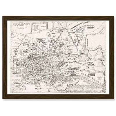 Artery8 - Map Ligorio 16th Century Ancient Rome - A4 - Brown - Framed - Wall Art Artery8 - Map Ligorio 16th Century Ancient Rome - A4 - Brown - Framed - Wall Art