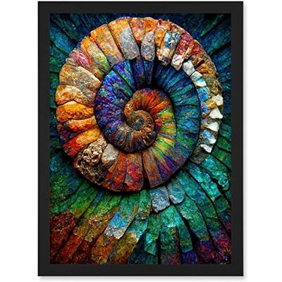 Doppelganger33 LTD Bright Multicoloured Ammonite Fossil Artwork Framed A3 Wall Art Print Doppelganger33 LTD Bright Multicoloured Ammonite Fossil Artwork Framed A3 Wall Art Print