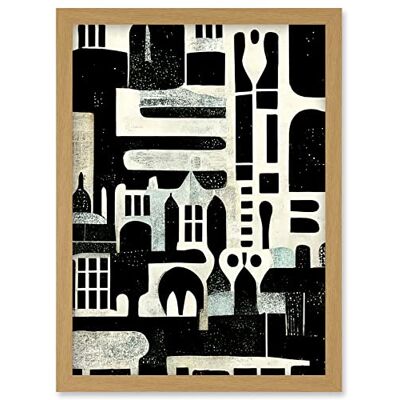 Artery8 - Bold Monochrome Geometric - A4 - Light Oak - Wall Art Artery8 - Bold Monochrome Geometric - A4 - Light Oak - Wall Art