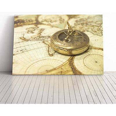 Big Box Art Compass and Map Canvas Print Gallery Wrapped 30mm Frame Wall Art 20x14 inches Ready to Hang Retro Maps Picture Living Room Bedroom Lounge Office Big Box Art Compass and Map Canvas Print Gallery Wrapped 30mm Frame Wall Art 20x14 inches Ready to Hang Retro Maps Picture Living Room Bedroom Lounge Office