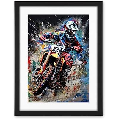 Artery8 Motocross Race Action Shot Extreme Sport Painting Artwork Framed Wall Art Print 18X24 Inch Artery8 Motocross Race Action Shot Extreme Sport Painting Artwork Framed Wall Art Print 18X24 Inch