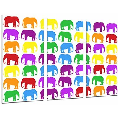 Cuadros Camara Multi Wood Printings Art Print Box Framed Picture Wall Hanging Fantasy of Animal Elephants of Colors, Wallpaper White, (Total Size: 38,2" x 24,4"), Framed and Ready to Hang ref. 26809 Cuadros Camara Multi Wood Printings Art Print Box Framed Picture Wall Hanging Fantasy of Animal Elephants of Colors, Wallpaper White, (Total Size: 38,2" x 24,4"), Framed and Ready to Hang ref. 26809