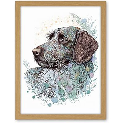 Artery8 German Wirehead Pointer Dog Nature Spirit Animal Modern Multicoloured Illustration Artwork Framed Wall Art Print 18X24 Inch Artery8 German Wirehead Pointer Dog Nature Spirit Animal Modern Multicoloured Illustration Artwork Framed Wall Art Print 18X24 Inch