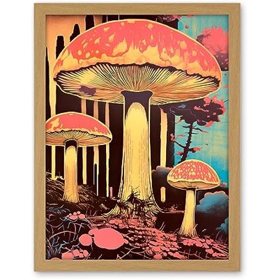 Artery8 Red Mushroom Fungi Pink Blue Bright Psychedelic Nature Kitchen Artwork Framed Wall Art Print 18X24 Inch Artery8 Red Mushroom Fungi Pink Blue Bright Psychedelic Nature Kitchen Artwork Framed Wall Art Print 18X24 Inch