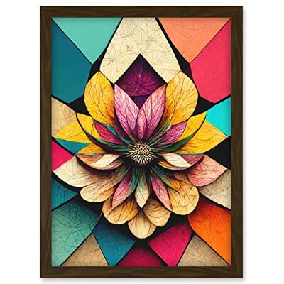Doppelganger33 LTD Geometric Floral Mandala Bright Multicoloured Shapes Artwork Framed A3 Wall Art Print Doppelganger33 LTD Geometric Floral Mandala Bright Multicoloured Shapes Artwork Framed A3 Wall Art Print