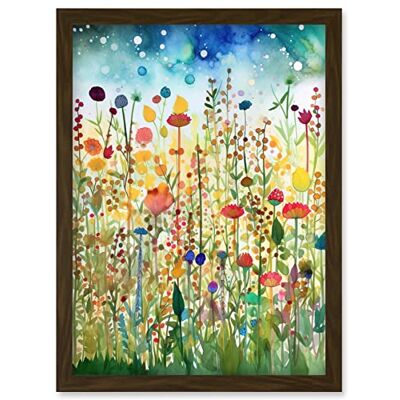 Artery8 - Wildflower Meadow - Brown - A4 - Framed Wall Art Print Artery8 - Wildflower Meadow - Brown - A4 - Framed Wall Art Print