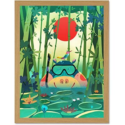 Wee Blue Coo Jungle Animals Hippo Wall Large Framed Art Print Poster Wall Decor 18x24 inch Wee Blue Coo Jungle Animals Hippo Wall Large Framed Art Print Poster Wall Decor 18x24 inch