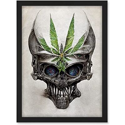 Doppelganger33 LTD Alien Skull With Marijuana Leaf Colour Pencil Illustration Artwork Framed A3 Wall Art Print Doppelganger33 LTD Alien Skull With Marijuana Leaf Colour Pencil Illustration Artwork Framed A3 Wall Art Print