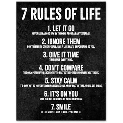HoneyKICK Home Office 7 Rules of Life Motivational Poster Printed on Premium Cardstock Paper Sized 11 x 14 Inch Perfect Print For Bedroom HoneyKICK Home Office 7 Rules of Life Motivational Poster Printed on Premium Cardstock Paper Sized 11 x 14 Inch Perfect Print For Bedroom