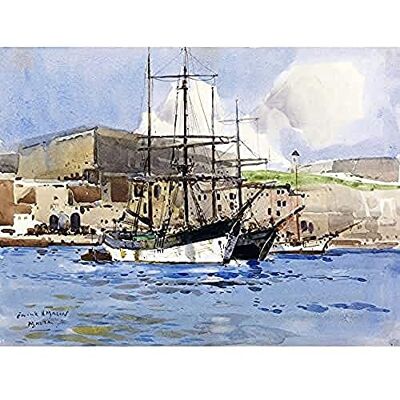 Fine Art Prints Mason HM Brig B3 Malta At Anchor WWI War Painting Art Print Canvas Premium Wall Decor Poster Mural Fine Art Prints Mason HM Brig B3 Malta At Anchor WWI War Painting Art Print Canvas Premium Wall Decor Poster Mural