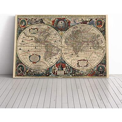 Big Box Art Henricus Hondius II-Vintage World Map Vol.2 Canvas Print Gallery Wrapped 30mm Frame Wall Art 24x16 inches Ready to Hang Classic Maps Picture Living Room Bedroom Lounge Office Big Box Art Henricus Hondius II-Vintage World Map Vol.2 Canvas Print Gallery Wrapped 30mm Frame Wall Art 24x16 inches Ready to Hang Classic Maps Picture Living Room Bedroom Lounge Office