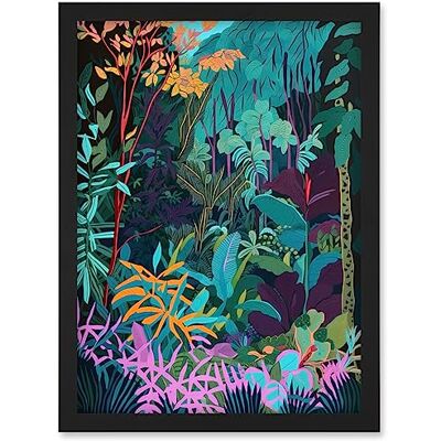 Artery8 Tropical Jungle Forest - Black - A4 - Framed - Art print Artery8 Tropical Jungle Forest - Black - A4 - Framed - Art print