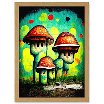 Doppelganger33 LTD Trippy Red Cap Mushroom Houses Street Art Graffiti Mural Artwork Framed A3 Wall Art Print Doppelganger33 LTD Trippy Red Cap Mushroom Houses Street Art Graffiti Mural Artwork Framed A3 Wall Art Print