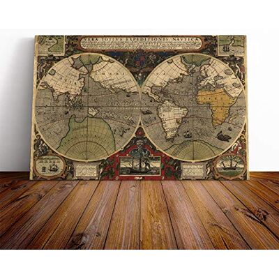Big Box Art Henricus Hondius II-Vintage World Map Vol.4 Canvas Print Gallery Wrapped 30mm Frame Wall Art 24x16 inches Ready to Hang Classic Maps Picture Living Room Bedroom Lounge Office Big Box Art Henricus Hondius II-Vintage World Map Vol.4 Canvas Print Gallery Wrapped 30mm Frame Wall Art 24x16 inches Ready to Hang Classic Maps Picture Living Room Bedroom Lounge Office