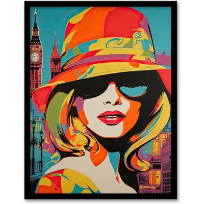 Artery8 1960s London Chic Retro Neon Orange Blue Woman Portrait With Big Ben Vibrant Bold Bright Colourful Painting Artwork Framed Wall Art Print 18X24 Inch Artery8 1960s London Chic Retro Neon Orange Blue Woman Portrait With Big Ben Vibrant Bold Bright Colourful Painting Artwork Framed Wall Art Print 18X24 Inch