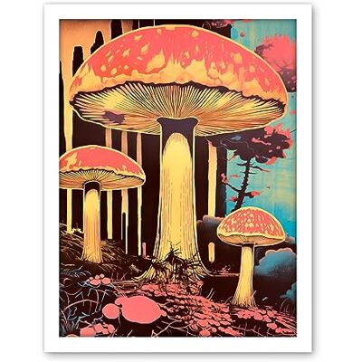 Artery8 Red Mushroom Fungi Pink Blue Bright Psychedelic Nature Kitchen Artwork Framed Wall Art Print 18X24 Inch Artery8 Red Mushroom Fungi Pink Blue Bright Psychedelic Nature Kitchen Artwork Framed Wall Art Print 18X24 Inch