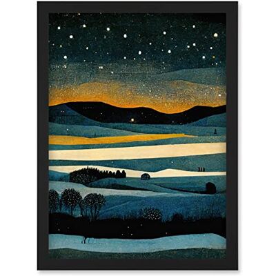 Artery8 - Star Filled Twilight Landscape Painting Artwork - A4 - Framed Wall Art Print Artery8 - Star Filled Twilight Landscape Painting Artwork - A4 - Framed Wall Art Print