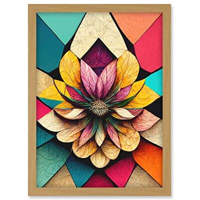 Doppelganger33 LTD Geometric Floral Mandala Bright Multicoloured Shapes Artwork Framed A3 Wall Art Print Doppelganger33 LTD Geometric Floral Mandala Bright Multicoloured Shapes Artwork Framed A3 Wall Art Print