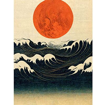 Doppelganger33 LTD Minimalist Large Orange Moon Over Ocean Waves Ukiyo-e Style Large Wall Art Poster Print Thick Paper 18X24 Inch Doppelganger33 LTD Minimalist Large Orange Moon Over Ocean Waves Ukiyo-e Style Large Wall Art Poster Print Thick Paper 18X24 Inch