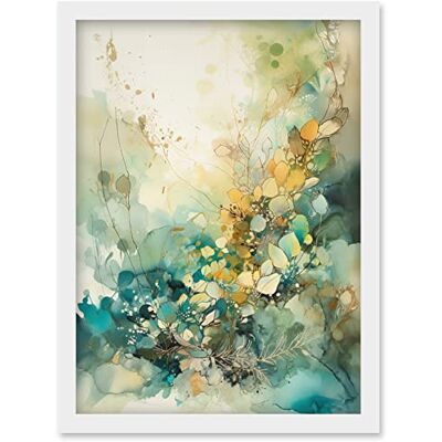 Artery8 - Wild Plant Flora - Teal Blue - A4 - Framed Art Print Artery8 - Wild Plant Flora - Teal Blue - A4 - Framed Art Print