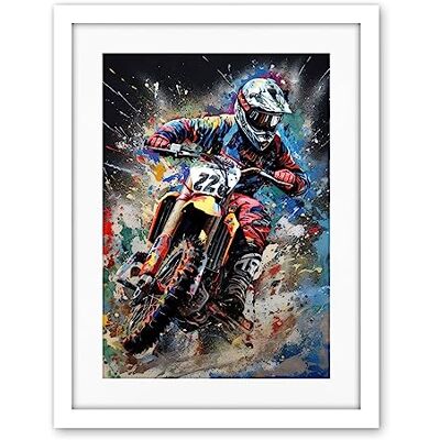 Artery8 Motocross Race Action Shot Extreme Sport Painting Artwork Framed Wall Art Print 18X24 Inch Artery8 Motocross Race Action Shot Extreme Sport Painting Artwork Framed Wall Art Print 18X24 Inch