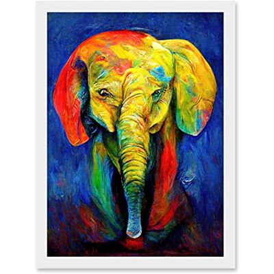 Doppelganger33 LTD Surreal Baby Elephant Colourful Abstract Bright Artwork Framed A3 Wall Art Print Doppelganger33 LTD Surreal Baby Elephant Colourful Abstract Bright Artwork Framed A3 Wall Art Print