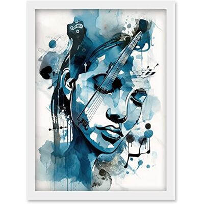 Artery8 - Melody Muse - Midnight Blue - Modern Watercolour - Wall Art Artery8 - Melody Muse - Midnight Blue - Modern Watercolour - Wall Art