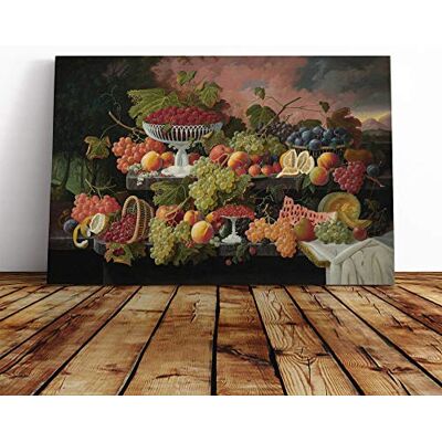 Big Box Art Severin Roesen Still Life Fruit and Sunset Canvas Print Gallery Wrapped 30mm Frame Wall Art 20x14 inches Ready to Hang Modern Landscape Picture Living Room Bedroom Lounge Office Big Box Art Severin Roesen Still Life Fruit and Sunset Canvas Print Gallery Wrapped 30mm Frame Wall Art 20x14 inches Ready to Hang Modern Landscape Picture Living Room Bedroom Lounge Office