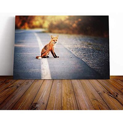 Big Box Art Red Fox on The Road Canvas Print Gallery Wrapped 30mm Frame Wall Art 24x16 inches Ready to Hang Modern Animals Picture Living Room Bedroom Lounge Office Big Box Art Red Fox on The Road Canvas Print Gallery Wrapped 30mm Frame Wall Art 24x16 inches Ready to Hang Modern Animals Picture Living Room Bedroom Lounge Office