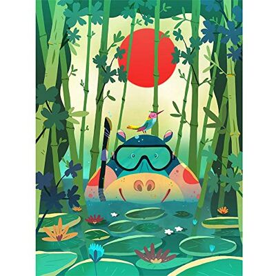 Wee Blue Coo Jungle Animals Hippo Art Print Poster Wall Decor 12X16 Inch Wee Blue Coo Jungle Animals Hippo Art Print Poster Wall Decor 12X16 Inch