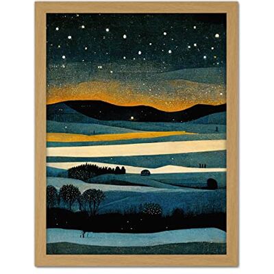 Doppelganger33 LTD Star Filled Twilight Landscape Painting Artwork Framed Wall Art Print 18X24 Inch Doppelganger33 LTD Star Filled Twilight Landscape Painting Artwork Framed Wall Art Print 18X24 Inch