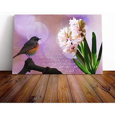 Big Box Art Hyacinth Throttle Bird Pink Flower Canvas Print Gallery Wrapped 30mm Frame Wall Art 24x16 inches Ready to Hang Modern Animals Picture Living Room Bedroom Lounge Office Big Box Art Hyacinth Throttle Bird Pink Flower Canvas Print Gallery Wrapped 30mm Frame Wall Art 24x16 inches Ready to Hang Modern Animals Picture Living Room Bedroom Lounge Office