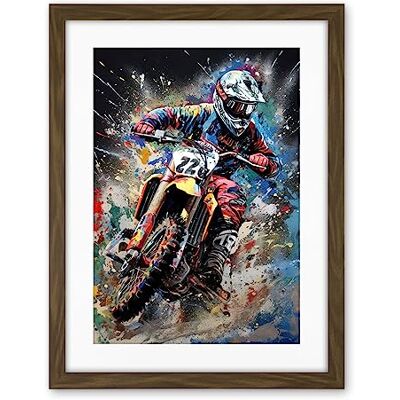 Artery8 Motocross Race Action Shot Extreme Sport Painting Artwork Framed Wall Art Print 18X24 Inch Artery8 Motocross Race Action Shot Extreme Sport Painting Artwork Framed Wall Art Print 18X24 Inch