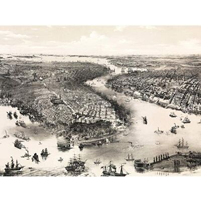 Artery8 Map Bachmann 1851 Birds Eye View New York Brooklyn Premium Wall Art Canvas Print 18X24 Inch Artery8 Map Bachmann 1851 Birds Eye View New York Brooklyn Premium Wall Art Canvas Print 18X24 Inch