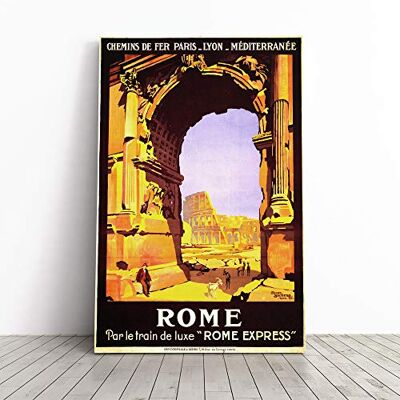 Big Box Art Travel Poster Rome Canvas Print Gallery Wrapped 30mm Frame Wall Art 30x20 inches Ready to Hang Retro Picture Living Room Bedroom Lounge Office Big Box Art Travel Poster Rome Canvas Print Gallery Wrapped 30mm Frame Wall Art 30x20 inches Ready to Hang Retro Picture Living Room Bedroom Lounge Office