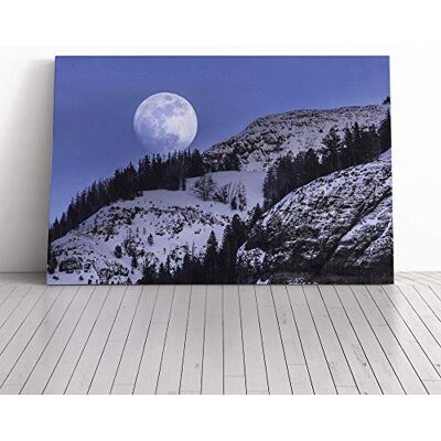 Big Box Art Landscape Full Moon Mountain Forest Canvas Print Gallery Wrapped 30mm Frame Wall Art 20x14 inches Ready to Hang Modern Space Picture Living Room Bedroom Lounge Office Big Box Art Landscape Full Moon Mountain Forest Canvas Print Gallery Wrapped 30mm Frame Wall Art 20x14 inches Ready to Hang Modern Space Picture Living Room Bedroom Lounge Office