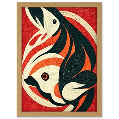 Doppelganger33 LTD Abstract Stylised Japanese Koi Carp Fish Painting Artwork Framed A3 Wall Art Print Doppelganger33 LTD Abstract Stylised Japanese Koi Carp Fish Painting Artwork Framed A3 Wall Art Print