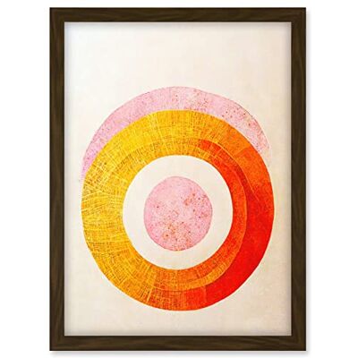 Doppelganger33 LTD Boho Abstract Line Painting Pastel Patterned Autumn Circles Of Pink, Yellow And Orange Artwork Framed A3 Wall Art Print Doppelganger33 LTD Boho Abstract Line Painting Pastel Patterned Autumn Circles Of Pink, Yellow And Orange Artwork Framed A3 Wall Art Print