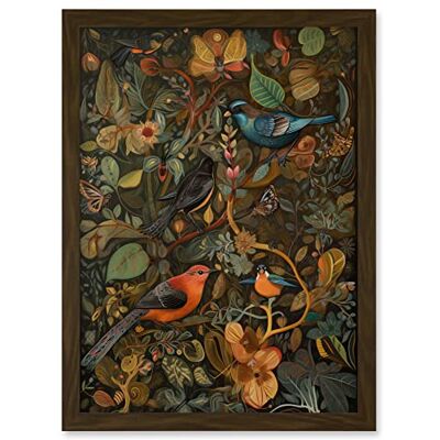 Artery8 - Autumnal Tree Birds - A4 - Wall Art Artery8 - Autumnal Tree Birds - A4 - Wall Art