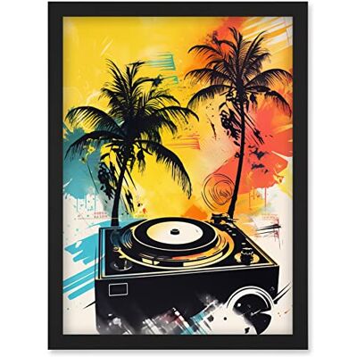 Artery8 - Music Under Palm Trees - A4 - Framed - Wall Art Artery8 - Music Under Palm Trees - A4 - Framed - Wall Art