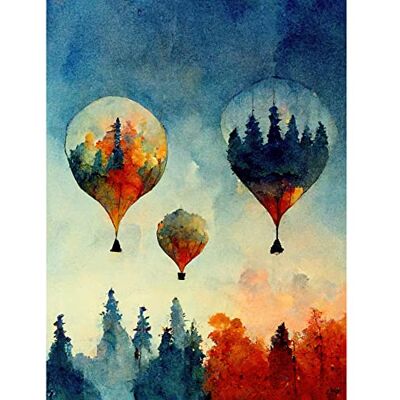 Doppelganger33 LTD Forest Reflections On Hot Air Balloons Watercolour Large Wall Art Poster Print Thick Paper 18X24 Inch Doppelganger33 LTD Forest Reflections On Hot Air Balloons Watercolour Large Wall Art Poster Print Thick Paper 18X24 Inch