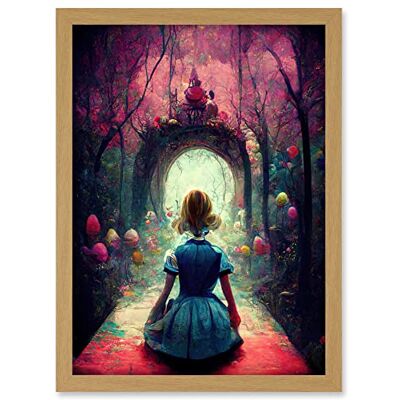 Doppelganger33 LTD Alice In Wonderland Through Looking Glass Enchanted Pink Forest Artwork Framed A3 Wall Art Print Doppelganger33 LTD Alice In Wonderland Through Looking Glass Enchanted Pink Forest Artwork Framed A3 Wall Art Print