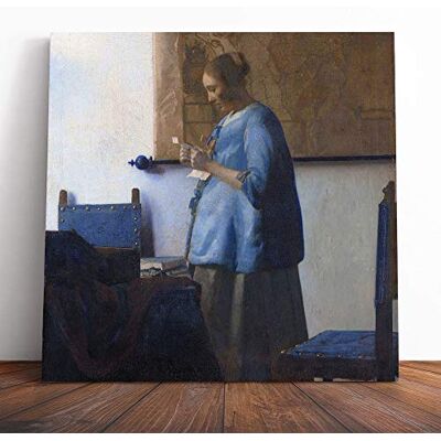 Big Box Art Canvas Print Wall Art Johannes Vermeer Woman in Blue Reading a Letter Mounted & Stretched Box Frame Picture Home Decor for Kitchen, Living Room, Bedroom, Multi-Colour, 14x14 Inch Big Box Art Canvas Print Wall Art Johannes Vermeer Woman in Blue Reading a Letter Mounted & Stretched Box Frame Picture Home Decor for Kitchen, Living Room, Bedroom, Multi-Colour, 14x14 Inch